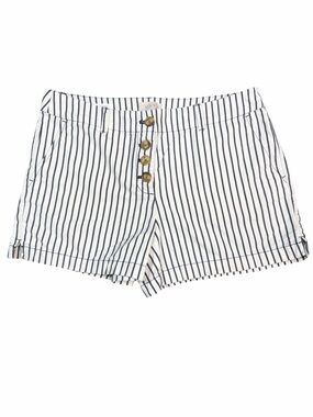 LOFT Navy Stripe Cotton Blend Shorts - White/Navy. EC  Size 8